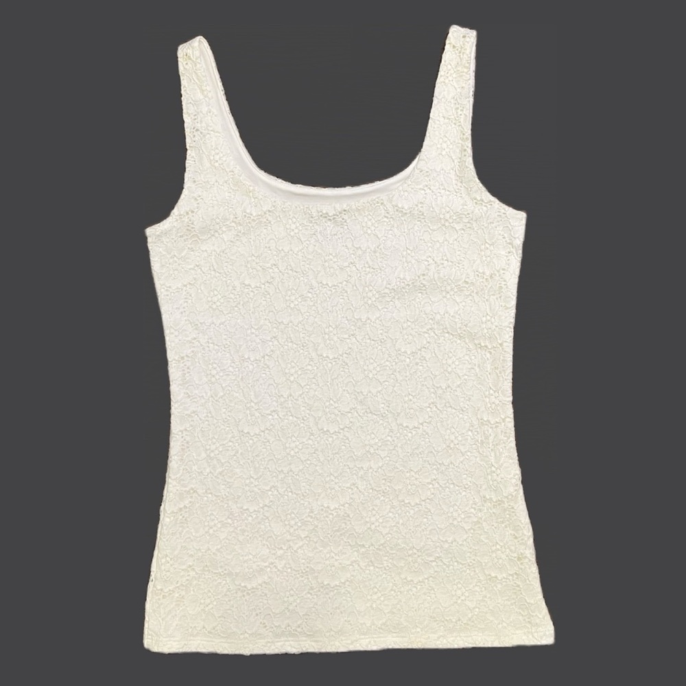 🖤 White House Black Market Tank with Lining | Floral Lace | Ivory | Size XS